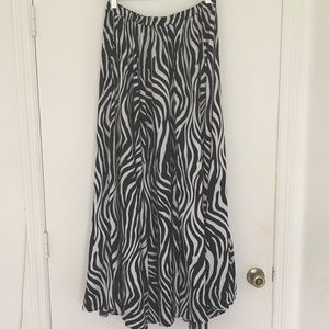 Floor length zebra pattern skirt